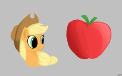 Size: 2693x1678 | Tagged: safe, artist:taurson, applejack, earth pony, pony, g4, apple, cowboy hat, female, food, gray background, hat, mare, simple background, solo