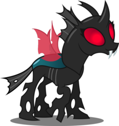 Size: 800x849 | Tagged: safe, artist:rememberstar, thorax, changeling, g4, female, mesosoma, red eyes, rule 63, simple background, solo, transparent background