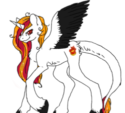 Size: 883x795 | Tagged: safe, artist:nikkitatheanimefan, oc, oc only, oc:flame heart, alicorn, pony, female, mare, simple background, solo, transparent background