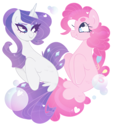 Size: 1169x1280 | Tagged: safe, artist:vivian reed, pinkie pie, rarity, earth pony, seapony (g4), unicorn, g4, my little pony: the movie, bubble, digital art, dorsal fin, duo, duo female, female, fin, fish tail, flowing mane, flowing tail, lesbian, looking at each other, looking at someone, mare, ocean, scales, seaponified, seapony pinkie pie, seapony rarity, ship:raripie, shipping, simple background, smiling, smiling at each other, species swap, swimming, tail, transparent background, underwater, water