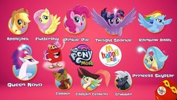 Size: 1280x720 | Tagged: safe, applejack, capper dapperpaws, captain celaeno, fluttershy, grubber, pinkie pie, princess skystar, queen novo, rainbow dash, twilight sparkle, alicorn, seapony (g4), anthro, g4, my little pony: the movie, happy (mcdonalds), mcdonald's happy meal toys, merchandise, toy, twilight sparkle (alicorn)