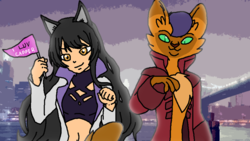 Size: 946x532 | Tagged: safe, artist:ryaniswwe, capper dapperpaws, abyssinian, cat, human, anthro, g4, my little pony: the movie, blake belladonna, chest fluff, clothes, crack shipping, crossover, crossover shipping, duo, rwby, shipping