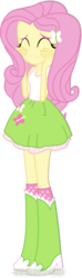 Size: 900x3039 | Tagged: safe, artist:jucamovi1992, fluttershy, equestria girls, g4, boots, clothes, eyes closed, female, fluttershy's skirt, nervous, shoes, simple background, skirt, socks, solo, tank top, transparent background