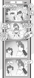 Size: 1451x3300 | Tagged: safe, artist:loreto-arts, pinkie pie, princess ember, princess flurry heart, spike, starlight glimmer, twilight sparkle, dragon, comic:friendship is innuendo, g4, comic, female, male, monochrome, spike gets all the mares, straight, winged spike, wings