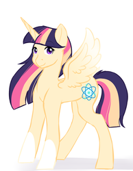 Size: 3100x4000 | Tagged: safe, artist:mah521, oc, oc only, oc:owl light, alicorn, pony, alicorn oc, coat markings, female, high res, mare, offspring, parent:sunburst, parent:twilight sparkle, parents:twiburst, simple background, socks (coat markings), solo, white background