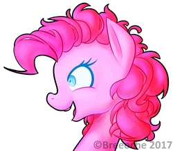Size: 1466x1281 | Tagged: safe, artist:breeoche, pinkie pie, earth pony, pony, g4, black outlines, bust, portrait, profile, shrunken pupils, simple background, smiling, white background