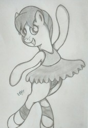 Size: 2811x4084 | Tagged: safe, artist:gian2020, oc, oc only, pony, ballerina, clothes, female, high res, leotard, mare, monochrome, solo, traditional art, tutu