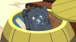 Size: 1920x1080 | Tagged: safe, screencap, g4, uncommon bond, barrel, book, foreshadowing, no pony, starswirl's book