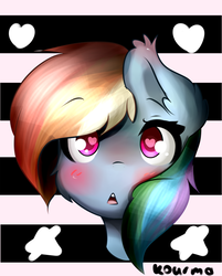 Size: 854x1060 | Tagged: safe, artist:kourma, rainbow dash, pony, g4, blushing, bust, cute, female, heart eyes, looking at you, mare, open mouth, portrait, solo, wingding eyes