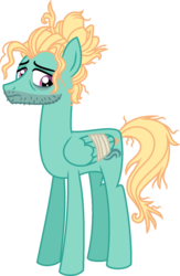 Size: 1015x1559 | Tagged: safe, artist:starryoak, zephyr breeze, pegasus, pony, miracleverse, g4, alternate universe, description at source, facial hair, injured, injured wing, male, sad, simple background, solo, stallion, story in the source, transparent background, vector