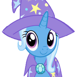 Size: 540x540 | Tagged: safe, edit, edited screencap, screencap, trixie, pony, unicorn, g4, season 7, uncommon bond, animated, background removed, cape, clothes, cute, diatrixes, female, gif, hat, hnnng, mare, no, perfect loop, reaction image, simple background, smiling, solo, transparent background, trixie's cape, trixie's hat