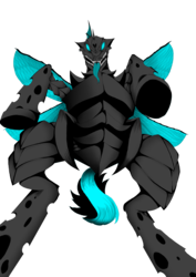 Size: 2894x4093 | Tagged: safe, artist:luldrawer, artist:transparentist, derpibooru exclusive, oc, oc only, oc:skrill, changeling, changeling behemoth, changeling oc, hooves, macro, simple background, teeth, tongue out, transparent background