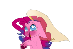 Size: 900x600 | Tagged: safe, artist:sodadoodle, derpibooru exclusive, pinkie pie, g4, alternate hair color, alternate hairstyle, cloven hooves, freckles, happy, implied wedding, looking at you, new art style, simple background, starry eyes, transparent background, triangular pony nose, unshorn fetlocks, veil, wedding veil, wingding eyes