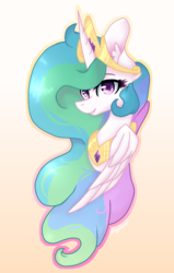 Size: 1024x1612 | Tagged: safe, artist:doodleblossom, princess celestia, g4, bust, female, portrait, simple background, smiling, solo