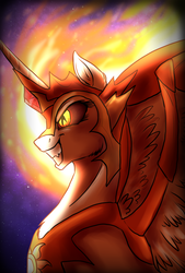 Size: 1348x2000 | Tagged: dead source, safe, artist:not-ordinary-pony, daybreaker, pony, a royal problem, g4, armor, female, mane of fire, mare, redraw, solo