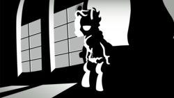 Size: 7169x4033 | Tagged: safe, artist:cloudy glow, edit, edited screencap, screencap, wind rider, g4, rarity investigates, absurd resolution, monochrome, vector, vector trace