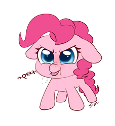 Size: 1000x1100 | Tagged: safe, artist:sion, pinkie pie, earth pony, pony, g4, chibi, cute, female, floppy ears, mare, onomatopoeia, raspberry, raspberry noise, silly, simple background, solo, tongue out, white background
