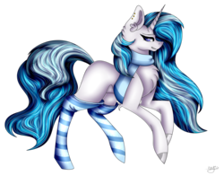 Size: 4843x3799 | Tagged: safe, artist:cat-chai, oc, oc only, oc:harley, pony, unicorn, absurd resolution, clothes, female, mare, scarf, simple background, socks, solo, striped socks, transparent background