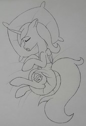 Size: 876x1280 | Tagged: safe, artist:khavoc, princess luna, pony, g4, adult foal, diaper, female, monochrome, non-baby in diaper, pacifier, poofy diaper, sleeping, solo, traditional art