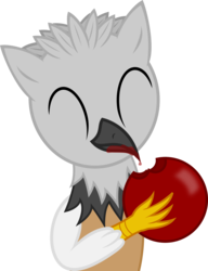 Size: 2014x2620 | Tagged: safe, artist:waveywaves, oc, oc only, oc:tek, griffon, berry, happy, high res, simple background, small, solo, transparent background