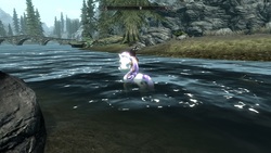 Size: 1360x768 | Tagged: safe, rarity, oc, oc:mr franconian, human, pony, unicorn, g4, 3d, female, human male, humans riding ponies, love, male, mare, riding, river, shipping, swimming, underwater, water