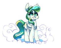 Size: 3253x2601 | Tagged: safe, artist:sourspot, vapor trail, pegasus, pony, g4, cloud, female, grin, high res, mare, simple background, smiling, solo