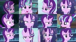 Size: 1600x900 | Tagged: safe, screencap, starlight glimmer, pony, unicorn, uncommon bond, board game, book, bookshelf, cute, dragon pit, expressions, faic, female, filly, filly starlight glimmer, glimmerbetes, hair flip, hair over one eye, happy, horn, lidded eyes, magic, mare, sad, smiling, twilight's castle, unamused, younger