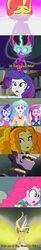 Size: 900x5486 | Tagged: safe, edit, edited screencap, screencap, adagio dazzle, dean cadance, pinkie pie, princess cadance, princess celestia, princess luna, principal celestia, rarity, sunset shimmer, twilight sparkle, vice principal luna, equestria girls, g4, my little pony equestria girls: friendship games, beerus, comic, daydream shimmer, dragon ball, dragon ball super, gohan blanco, midnight sparkle, parody, screencap comic, spanish