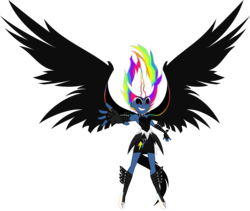 Size: 6000x5063 | Tagged: safe, alternate version, artist:orin331, rainbow dash, equestria girls, g4, secrets and pies, absurd resolution, badass, clothes, evil, evil pie hater dash, female, midnight-ified, red eyes, simple background, smiling, solo, transparent background