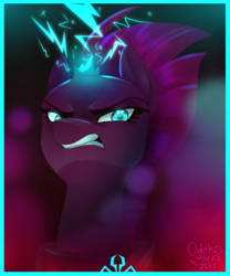 Size: 2243x2701 | Tagged: safe, artist:theodekoyma, tempest shadow, pony, unicorn, g4, my little pony: the movie, angry, broken horn, female, gritted teeth, high res, horn, magic, mare, solo