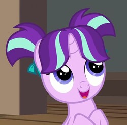 Size: 724x715 | Tagged: safe, screencap, starlight glimmer, pony, unicorn, g4, uncommon bond, age regression, cute, female, filly, filly starlight glimmer, glimmerbetes, open mouth, smiling, younger