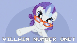 Size: 480x270 | Tagged: safe, edit, edited screencap, screencap, rarity, pony, unicorn, g4, suited for success, animated, art of the dress, bipedal, caption, cute, female, gif, glasses, glowing horn, glue, horn, lazytown, magic, mare, open mouth, raribetes, scissors, singing, smiling, solo, tape, telekinesis, we are number one
