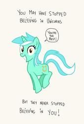 Size: 604x888 | Tagged: artist needed, safe, lyra heartstrings, pony, unicorn, g4, bronybait, cute, female, humie, irrational exuberance, lyra's humans, lyrabetes, meme, motivational, positive ponies, simple background, smiling, solo, speech bubble, that pony sure does love humans, white background
