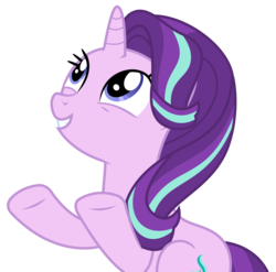 Size: 2859x2822 | Tagged: safe, artist:sketchmcreations, starlight glimmer, pony, unicorn, g4, uncommon bond, cute, female, glimmerbetes, high res, looking up, mare, raised hoof, simple background, smiling, transparent background, vector