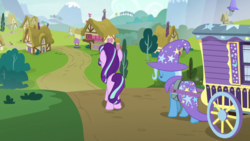 Size: 640x360 | Tagged: safe, screencap, starlight glimmer, trixie, g4, to where and back again, trixie's wagon