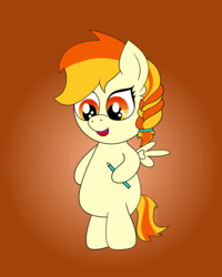 Size: 2400x3000 | Tagged: safe, artist:vitalspark, oc, oc only, oc:little flame, bipedal, braid, high res, pencil, solo