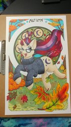 Size: 1152x2048 | Tagged: safe, artist:helicityponi, moondancer, pony, unicorn, g4, bush, clothes, cute, cutie mark, dancerbetes, female, glasses, leaf, looking at you, mare, modern art, nouveau, solo, sweater, traditional art, tree