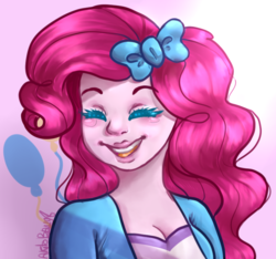Size: 821x770 | Tagged: safe, artist:akitobang, pinkie pie, human, equestria girls, g4, bust, clothes, cute, diapinkes, eyes closed, female, portrait, smiling, solo