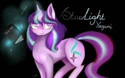 Size: 1280x800 | Tagged: safe, artist:lunarcatherine, starlight glimmer, pony, unicorn, g4, death note, female, solo