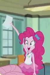 Size: 217x325 | Tagged: safe, screencap, pinkie pie, equestria girls, equestria girls series, g4, armpits, arms in the air, clothes, cropped, female, geode of sugar bombs, hands in the air, happy, magical geodes, shirt, skirt, sleeveless, sleeveless shirt, solo