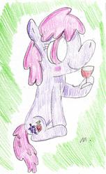 Size: 517x849 | Tagged: safe, artist:ptitemouette, berry punch, berryshine, g4, alcohol, female, glass, solo, traditional art, wine, wine glass