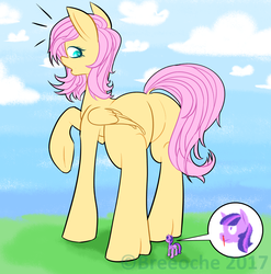 Size: 1904x1929 | Tagged: safe, artist:breeoche, derpibooru exclusive, fluttershy, twilight sparkle, alicorn, pegasus, pony, g4, butt, female, flutterbutt, giant pony, giantess, lesbian, macro, mare, plot, ship:twishy, shipping, standing, surprised, the ass was fat, twilight sparkle (alicorn)