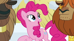 Size: 1280x720 | Tagged: safe, screencap, pinkie pie, prince rutherford, pony, yak, g4, not asking for trouble, snow, unnamed character, unnamed yak