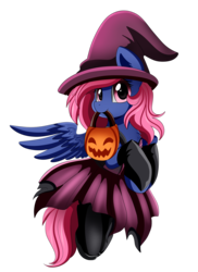 Size: 2550x3509 | Tagged: safe, artist:pridark, oc, oc only, pegasus, pony, clothes, commission, costume, female, halloween, high res, holiday, looking at you, mare, simple background, solo, transparent background, witch