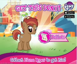 Size: 474x396 | Tagged: safe, gameloft, button mash, earth pony, pony, g4, official, advertisement, colt, cutie mark, foal, liquid button, male, solo, this is real