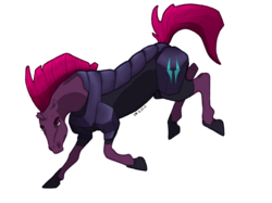 Size: 2732x2048 | Tagged: safe, artist:dinogalaxy, tempest shadow, pony, unicorn, g4, my little pony: the movie, armor, broken horn, bucking, female, high res, hoers, horn, mare, realistic horse legs, simple background, solo, transparent background