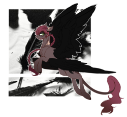 Size: 2424x2216 | Tagged: safe, artist:holoriot, oc, oc only, oc:crow, pegasus, pony, seraph, colored wings, high res, male, multiple wings, scar, solo, stallion