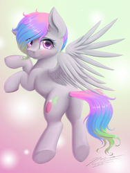 Size: 1024x1365 | Tagged: safe, artist:novaintellus, oc, oc only, pegasus, pony, butt, female, gift art, looking at you, looking back, mare, plot, smiling, solo