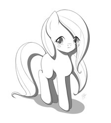 Size: 900x1000 | Tagged: safe, artist:jdan-s, fluttershy, marble pie, oc, earth pony, pony, g4, blush sticker, blushing, female, fusion, inktober, inktober 2017, mare, monochrome, not shipping, shy, solo