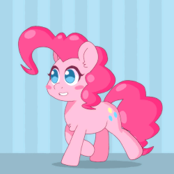 Size: 500x500 | Tagged: safe, artist:omegaozone, pinkie pie, earth pony, pony, g4, animated, chest fluff, cute, diapinkes, female, frame by frame, gif, mare, solo, walk cycle, walking